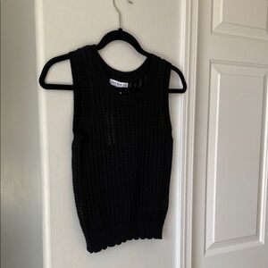 And Now This - Black Knit/Crochet Sweater Tank Top Blouse